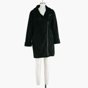 Forever 21 Faux Suede Shearling Zipper Coat Moto S